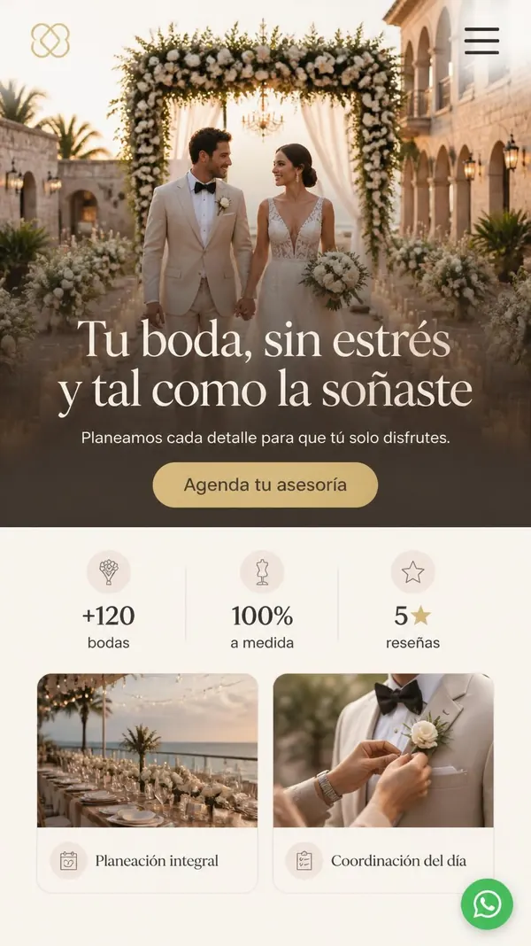 Ejemplo de landing para wedding planner