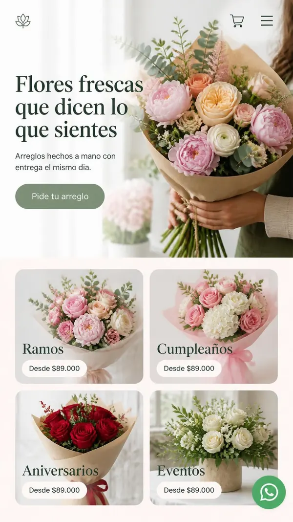Ejemplo de landing para floristería