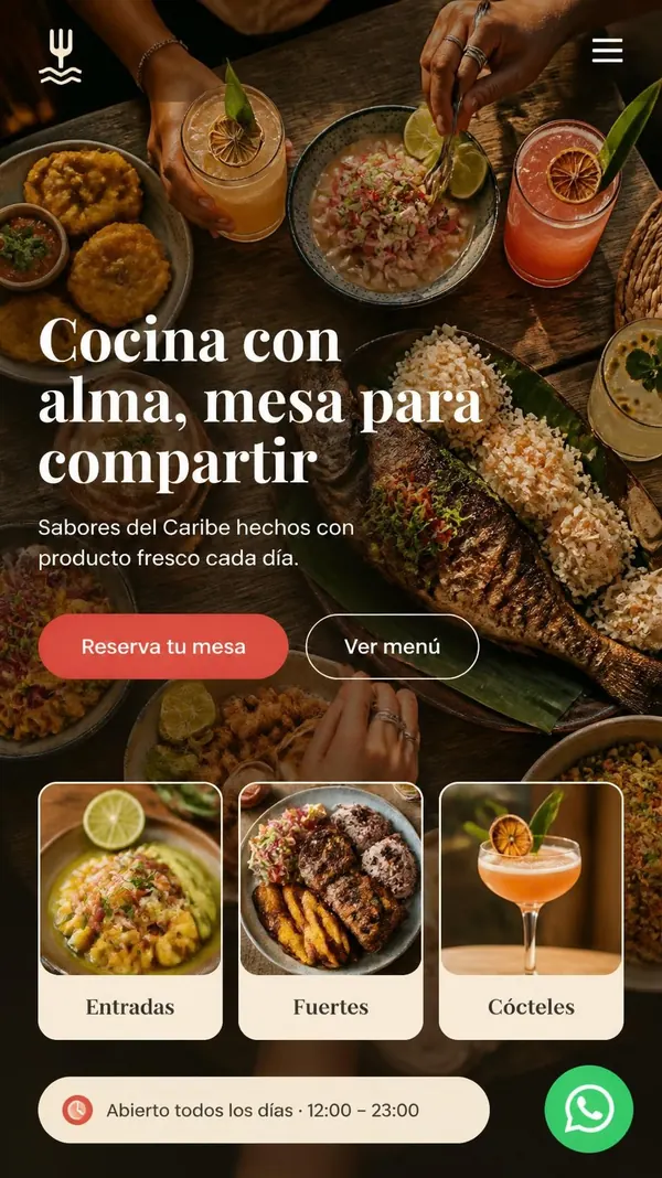 Ejemplo de landing para restaurante