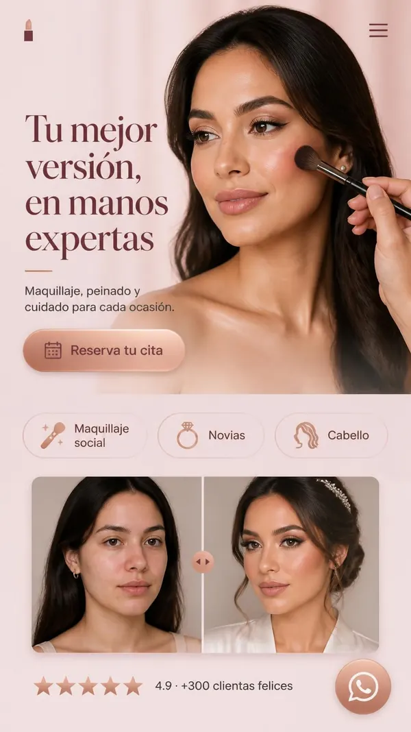 Ejemplo de landing para salón de belleza y maquillaje